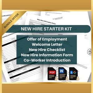 Paquete de inicio para nuevos empleados / Plantillas de incorporación de empleados / Carta de oferta y bienvenida / Lista de verificación para comenzar a trabajar / Presentación del empleador