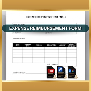 Editable Expense Reimbursement Form: Business Expense Tracker (PDF, Word & Google Docs)