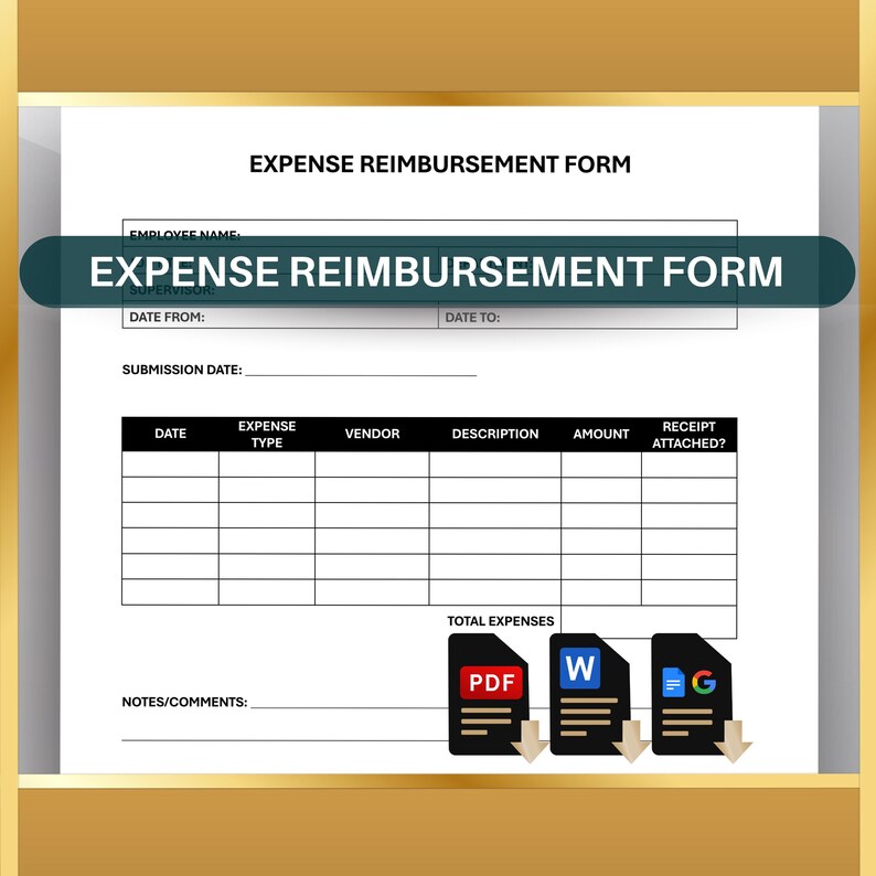 Expense Reimbursement Form: Editable Business Expense Tracker ...