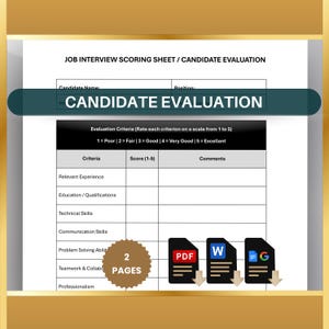 Candidate Evaluation Form: Job Interview Scoring Sheet (Editable Google Docs & Word)