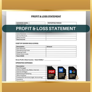Profit & Loss Statement Template: Business Financial Report (Word, PDF)