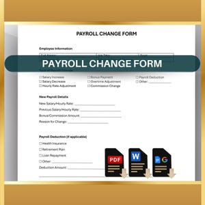 Editable Payroll Change Form: HR Salary Adjustment Template (Instant Download)