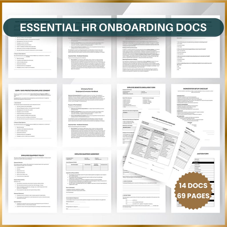 HR Onboarding Kit: Employee New Hire Forms, Handbook & Templates Bundle ...