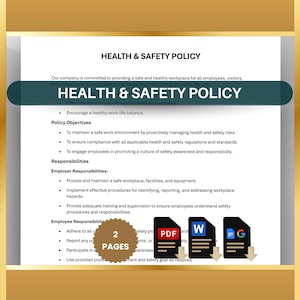 Plantilla editable de política de salud y seguridad: Cumplimiento de RR. HH. en el lugar de trabajo (descarga digital)