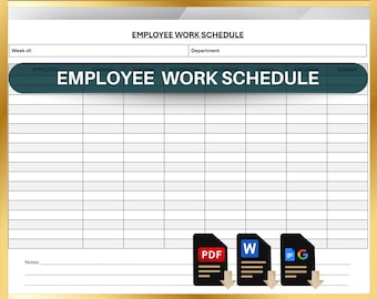 Employee Work Schedule Template: Weekly Shift Planner (Digital Download)