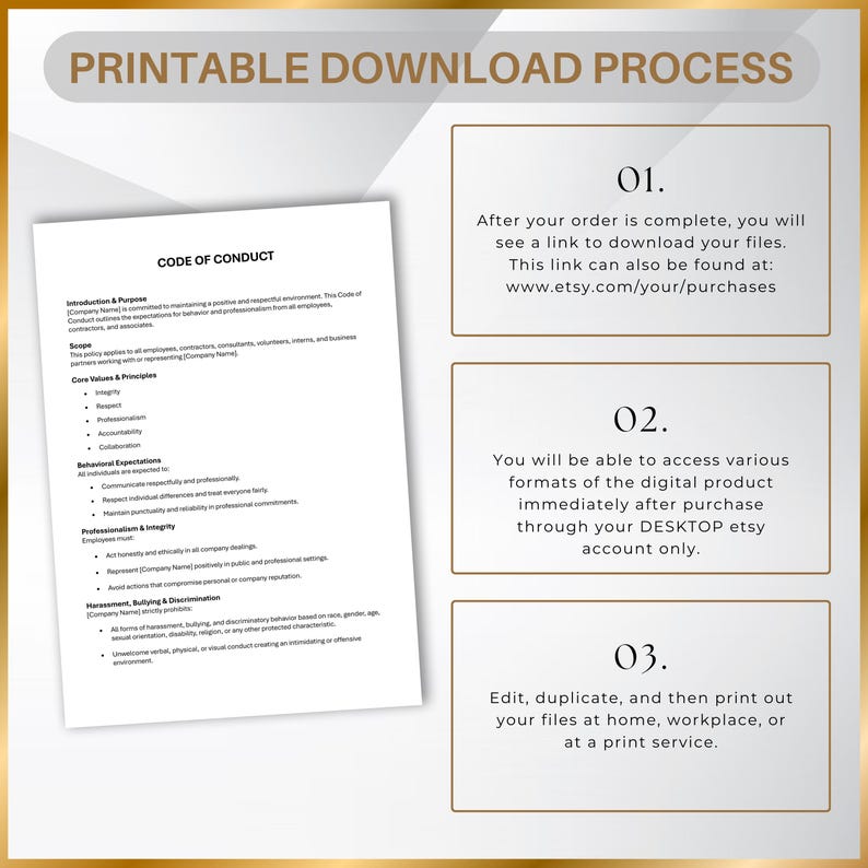 Employee Code of Conduct Template, Workplace Behavior Policy, Staff ...