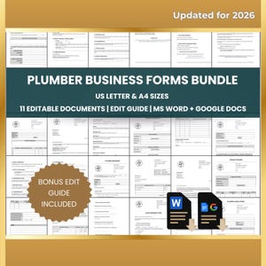 Plumber Contract Forms Bundle: Plumbing Service Paperwork (Editable Word & Google Docs)