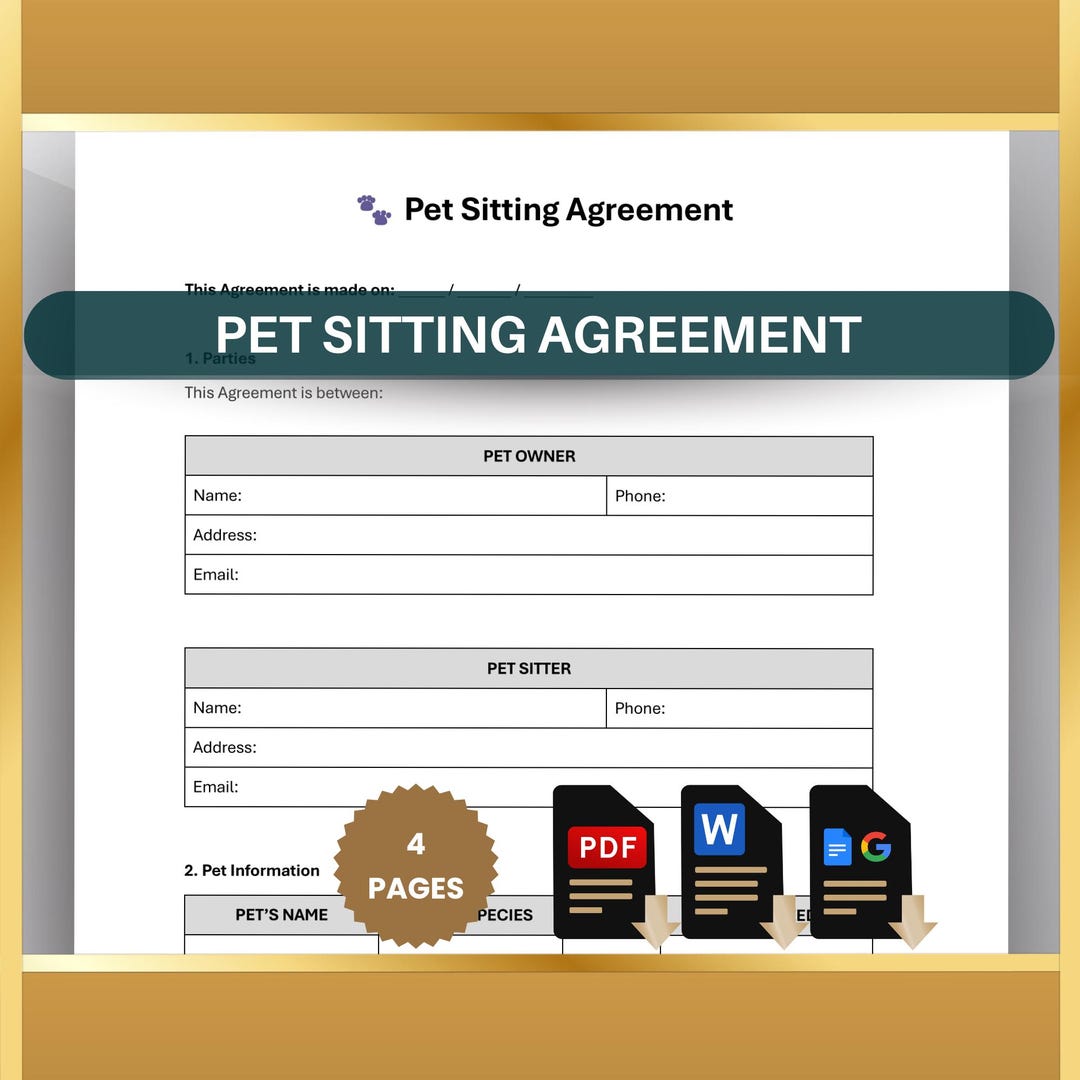 Image 2 for Pet Sitting Agreement Template