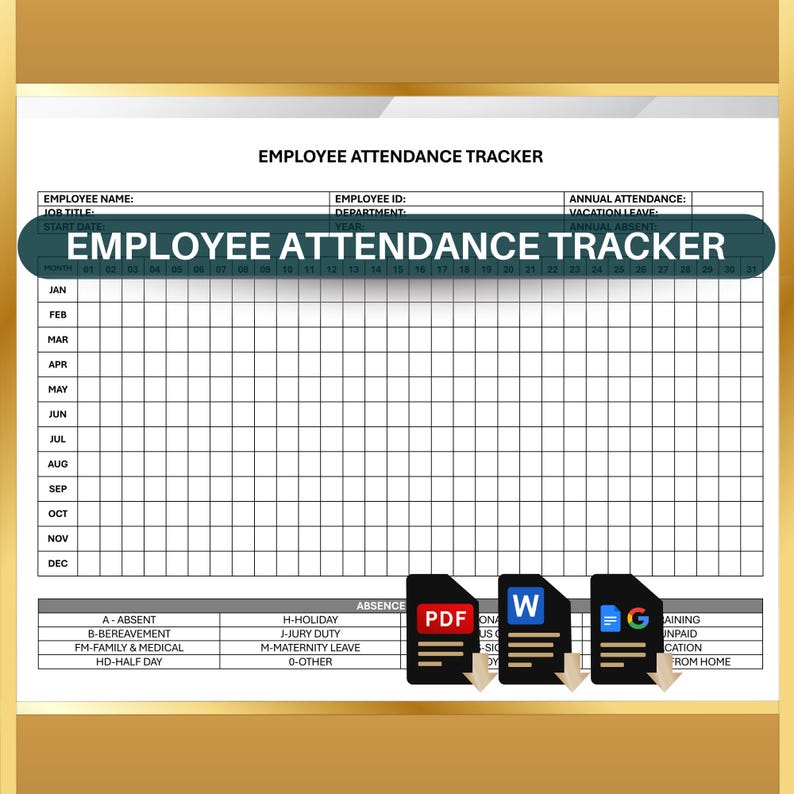 Employee Attendance Tracker: HR Template for Staff Work Hours Logging ...