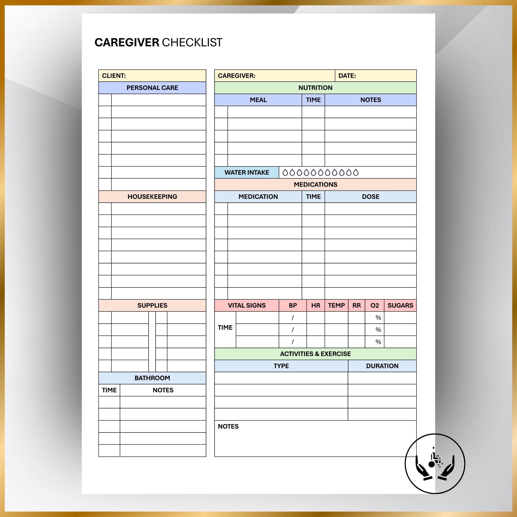 Disabled Adult Checklist.pdf Caregiver Checklist: Daily Elderly Patient and Disabled Care Log ...