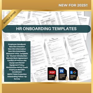 New Hire Onboarding Kit, HR Onboarding Templates, Editable Employee Forms, Small Business HR Bundle | PDF Word & Google Docs