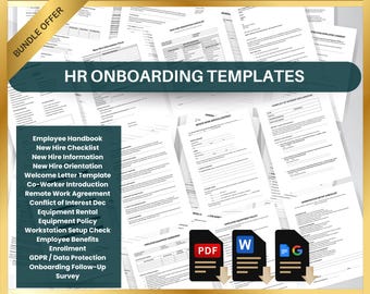 HR Onboarding Kit: Employee New Hire Forms, Handbook & Templates Bundle (Printable PDF, Editable Word, Google Docs)