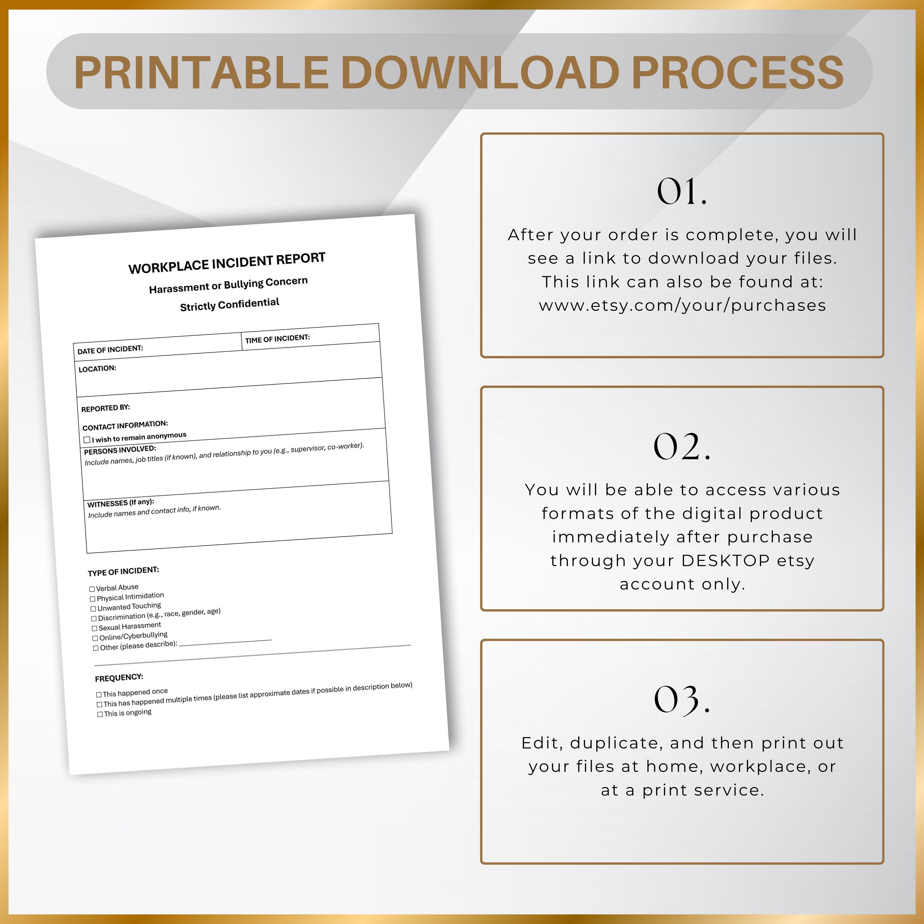 Workplace Incident Report Template: Harassment & Bullying Complaint ...