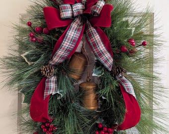 Christmas Pine wreath with rustic bells