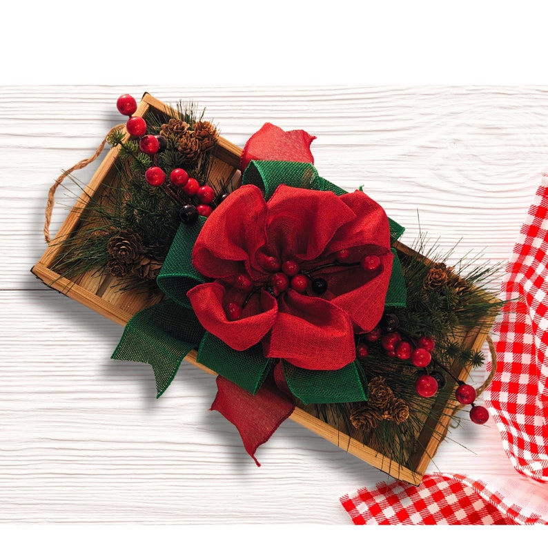 Christmas Floral Arrangement Giftpoinsettia Christmas Center Etsy