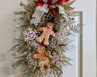 Christmas Gingerbread Man Swag wreath