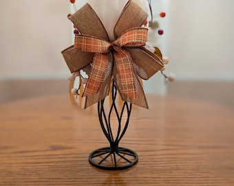 White Pumpkin Candlestick Centerpiece: Autumn Harvest Decor