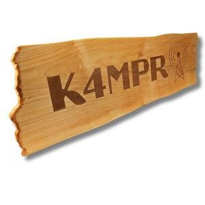 Handcrafted Personalized Ham Radio Call Sign with Walnut Inlay Letters and Antenna Tower ,  Great Ham Radio Gift and decor for Ham Shack