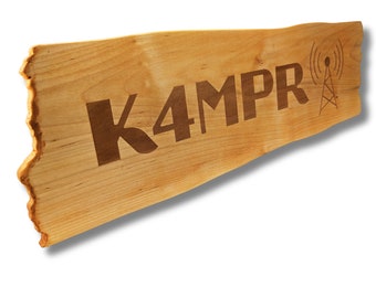 Handcrafted Personalized Ham Radio Call Sign with Walnut Inlay Letters and Antenna Tower ,  Great Ham Radio Gift and decor for Ham Shack