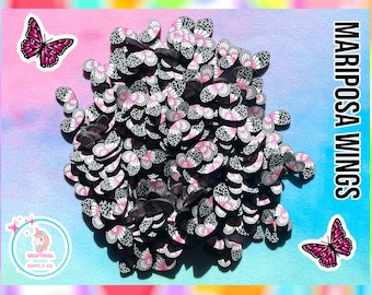 Sachet de 50 grammes de pépites d'aile de papillon Mariposa en pâte polymère - rose noir - violet - breloques slime - breloques pour ongles - matériel de création décoden