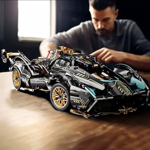 デラックスレーシングカービルディングブロックキット - 1:8スケールスーパーカーモデル、精巧な内装、1600ピース以上、ティーンや大人へのギフト