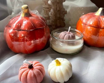 4 Mini Pumpkin Candles | Pumpkin Shaped Candle | Halloween Decor | Fall Decor | Pumpkin Scented Candle | Halloween Candles | Table Decor