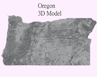 State of Oregon Topographic Map 3D Model File Stl File for CNC Milling ...