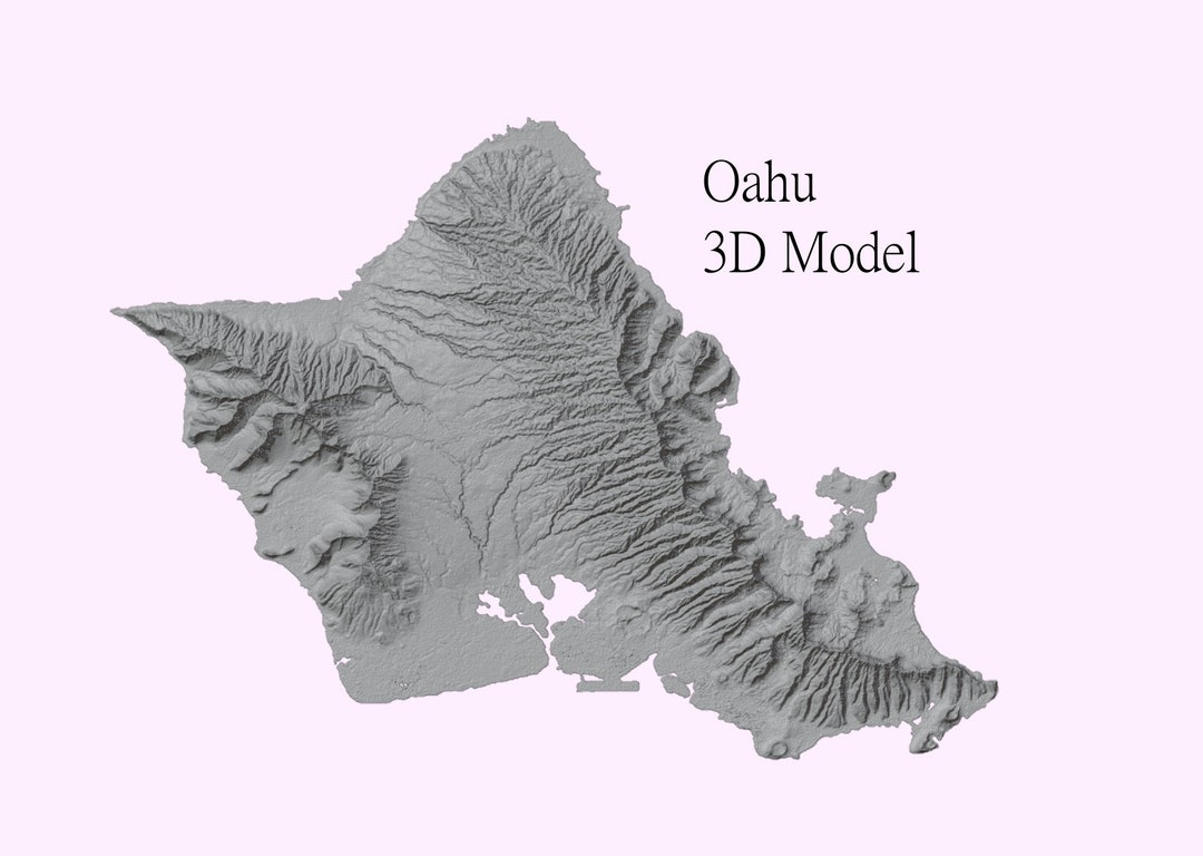 Oahu High Detail Topographic Model 3D Printer and CNC STL File Etsy