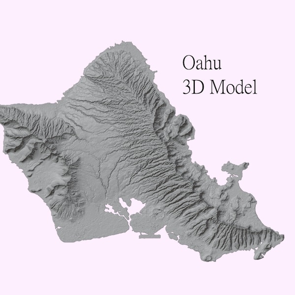 Oahu High Detail Topographic Model - 3D Printer and CNC STL File