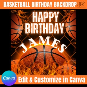 Basketball Backdrop, Basketball Party, Basketball Banner, Party Backdrop, Birthday Backdrop, Custom Backdrop, Printable Digital Backdrop