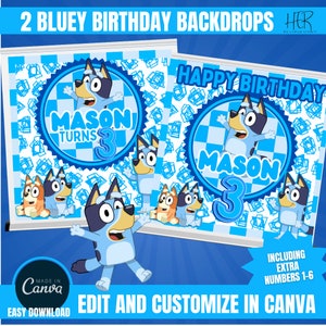 Happy Birthday Bluey Banners, Banners Printable, Bluey Party Decoratio –  kidszoneparty