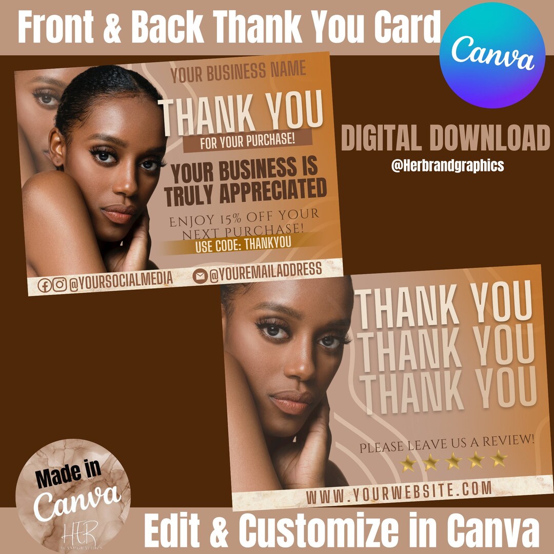 Business Thank You Card, Thank You Card, Thank You Card Template, Small