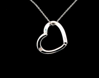 925 kt Silver Solid Heart Shape Pendant Necklace for Women Stainless Steel Gold Plated