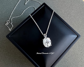0.50 ct to 3.00 ct Certified Oval Cut Moissanite Pendant D VVS1 Sizes 4x6 mm 5x7 mm 6x8 mm 7x9 mm USA Stock