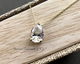 GRA 0.50 ct to 3.00 ct Certified Pear Shape Moissanite Pendant D VVS1 Sizes 4x6 mm to 12x16mm USA Stock