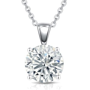 1.00 ct to 5.00 ct Round Cut Moissanite 4-Prong Setting Solitary Pendant/Necklace