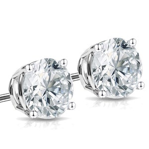 0.50 ct to 5.50 ct Round Cut Moissanite Stud Earrings in Push Back