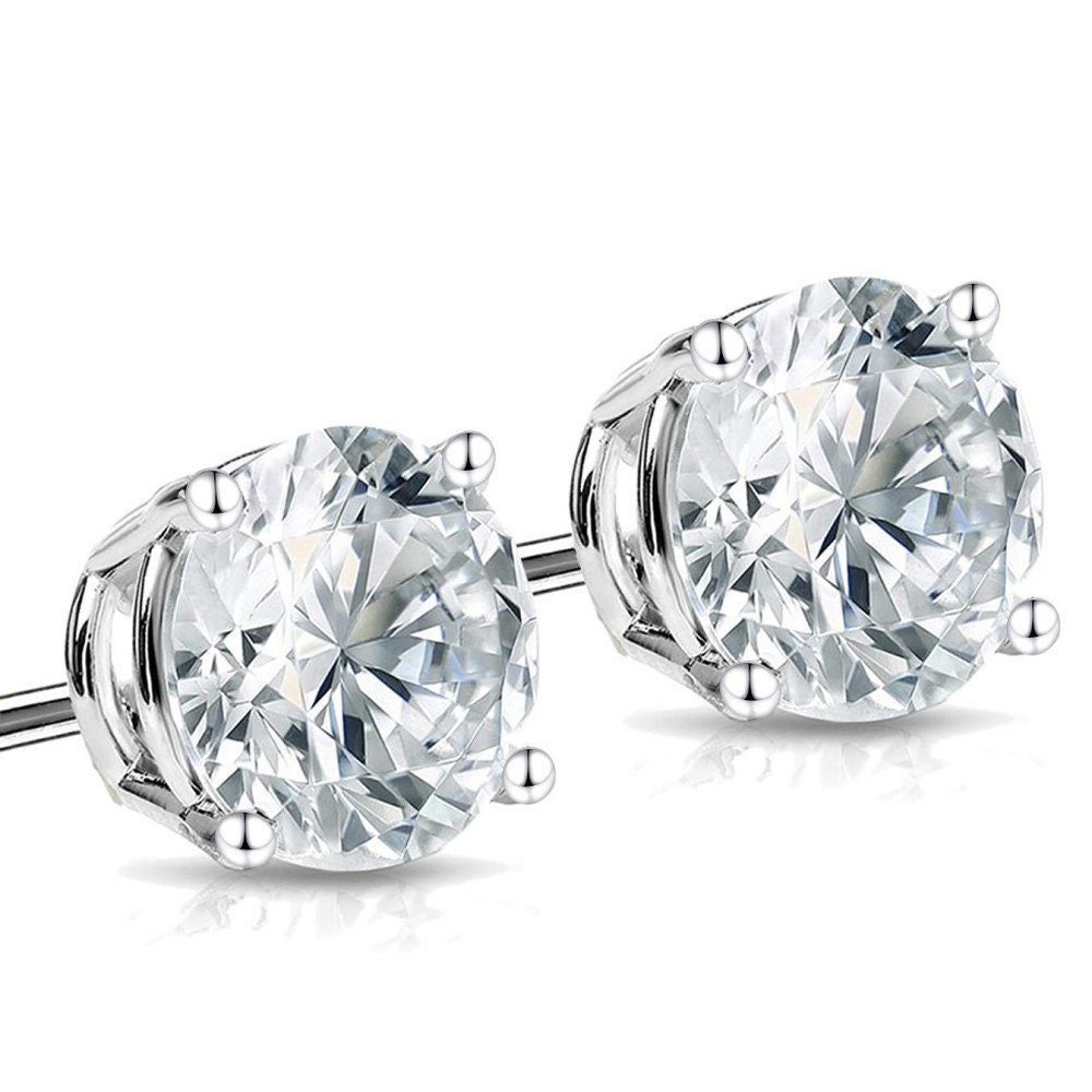 Moissanite Ohrstecker • 14K Gold Solid • Runder Schnitt • Moissanite Ohrstecker • Sterling Silber Ohrstecker • Moissanite Ohrring • Braut