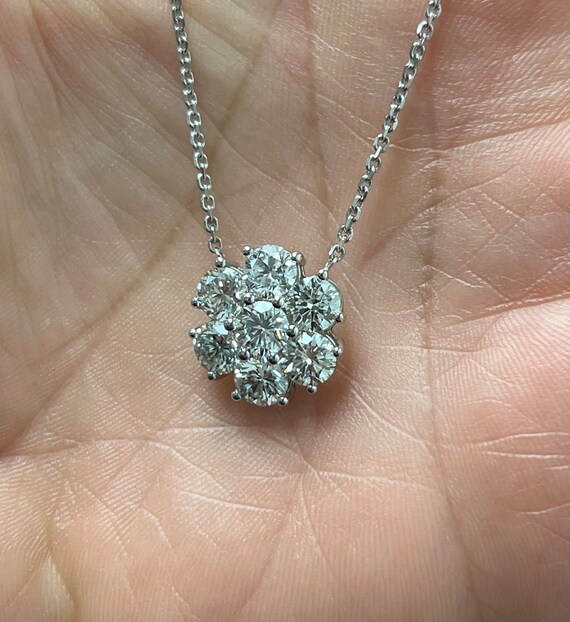 Einzigartige Blume Halskette Mit Moissanit Anhänger, Zarte Silber Halskette, Zierliche Blumen Charm Schmuck Für Frauen, Jeden Tag Schmuck Für Sie