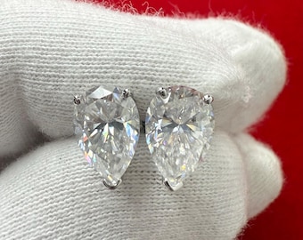 1.00 ct to 5.00 ct Pear Shape Moissanite Stud Earrings in Screw Back