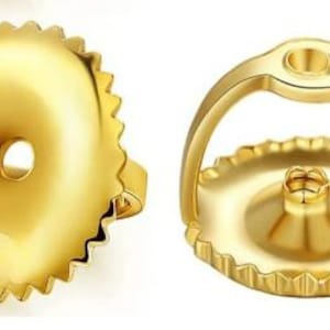 14K Solid Gold Screw Backs Findings | Replacement Backing | One Pair Of Earring Backs | Gold Screw Backs