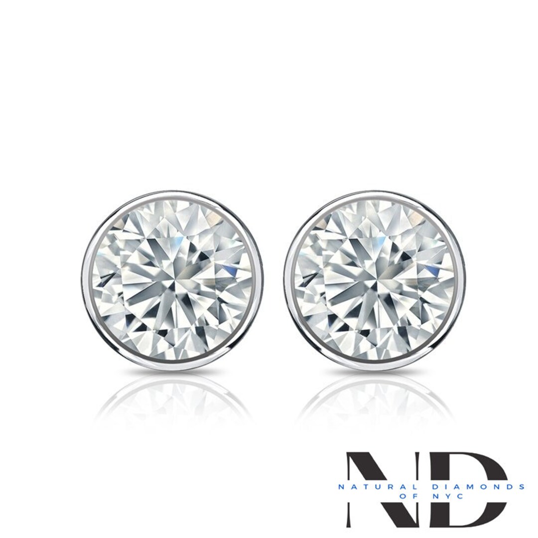 Moissanite Stud Earrings 14K Gold Solid Round Cut Moissanite Stud Solid