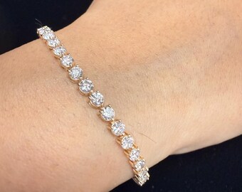14K Solid Gold Lab Grown Diamond Tennis Bracelet (5.00-15.60 ct)