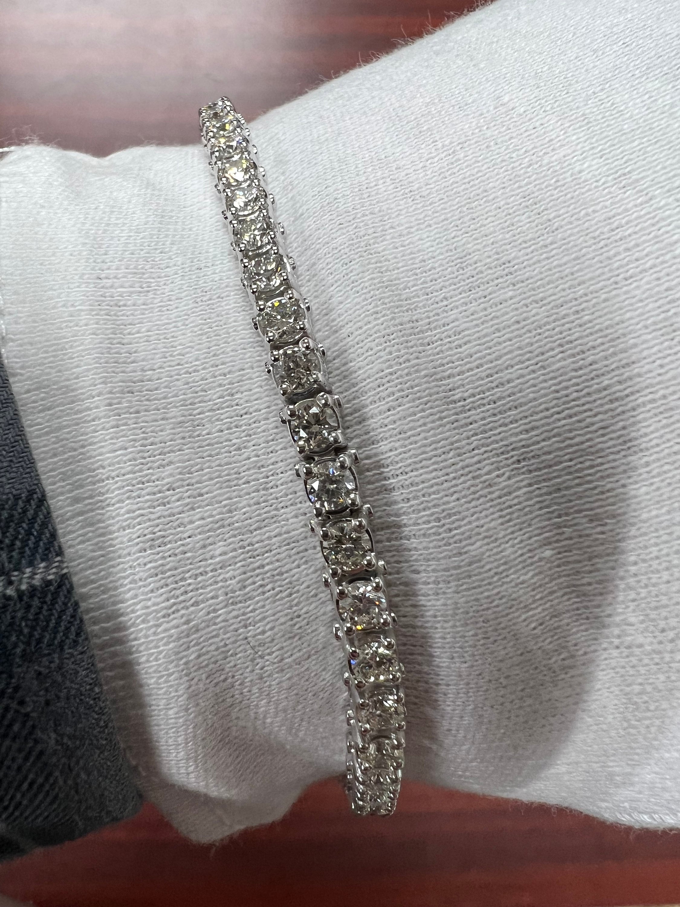 10.25 to 32.04 ct Gold Plated Ladies Round Cut Cubic Zirconia Tennis Bracelet in 925 kt Silver