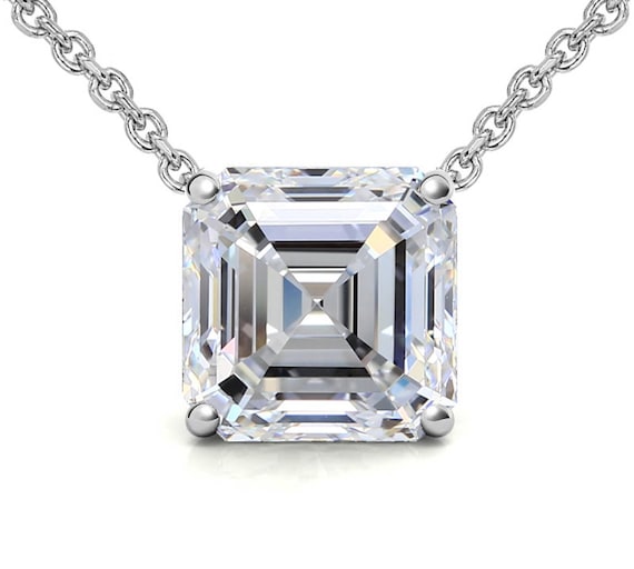 Colgante/collar solitario de moissanita de corte Asscher de 0,60