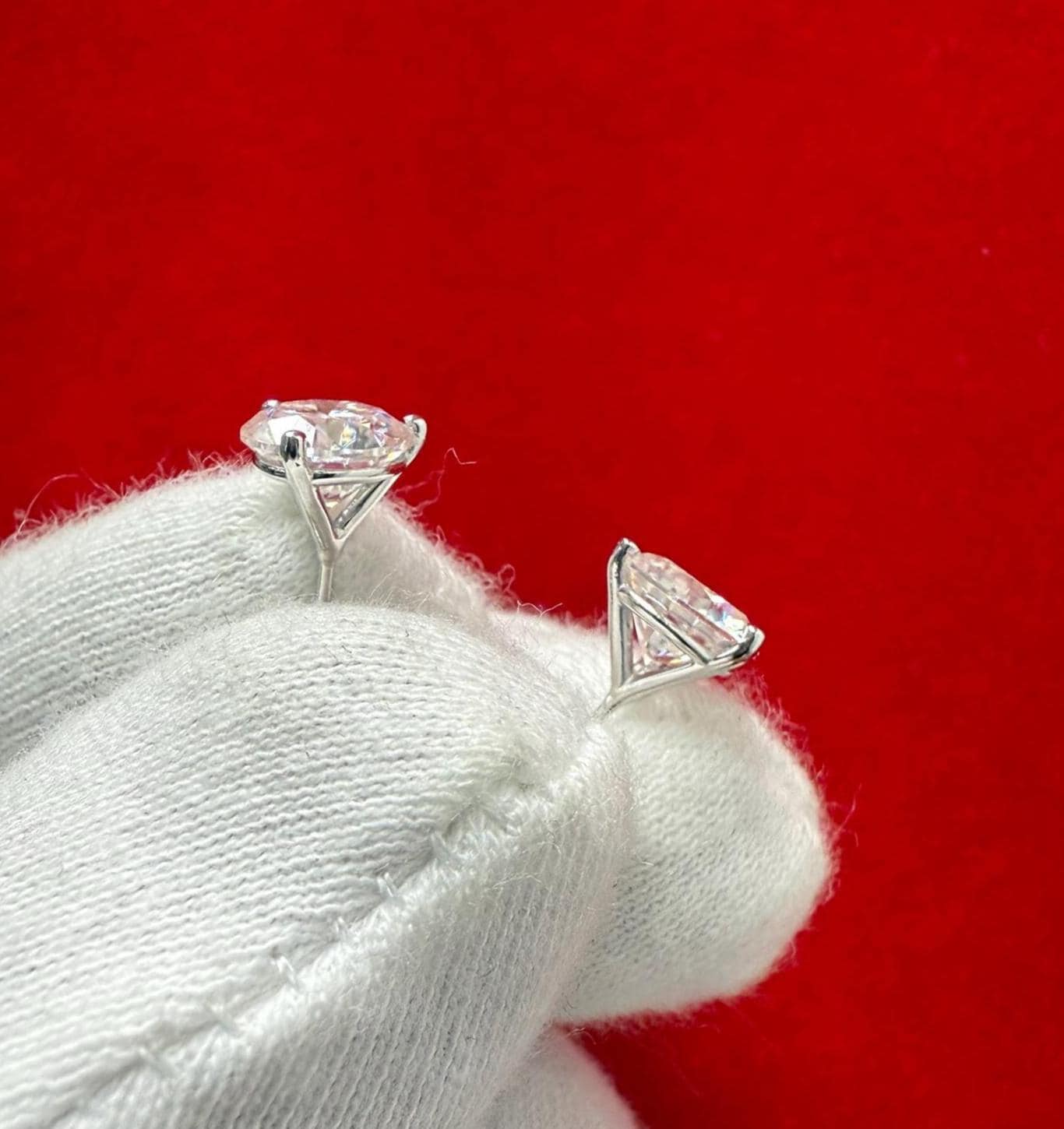 Orecchini A Quattro Pietre Con Diamanti Rotondi Coltivati ​​in Laboratorio Da 1 Ct In Oro Rosa 14 Carati, DE, VS1 - Foto 2