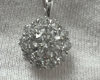 2.40 ct Lad-Grown Diamond Pendant • 14K Gold Solid • Round Cut • Pendant • Necklace • Bridal