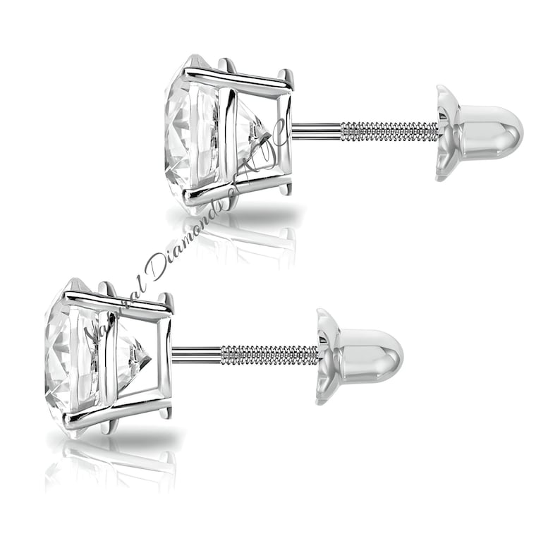 925 Sterling Silver 1ct Moissanite Round Stud Earrings Bridal Wedding Gift main image 0
