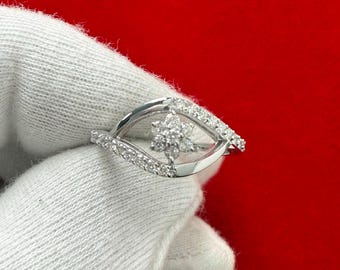 0.35 ct Natural Round Cut Diamond Promise Ring for Women, Diamond Promise Ring 14K White Gold, Minimalist Style Ring, Anniversary Gift
