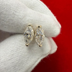 Certified 1.00 ct to 14.00 ct Marquise Shape Moissanite Stud Earrings in Push Back